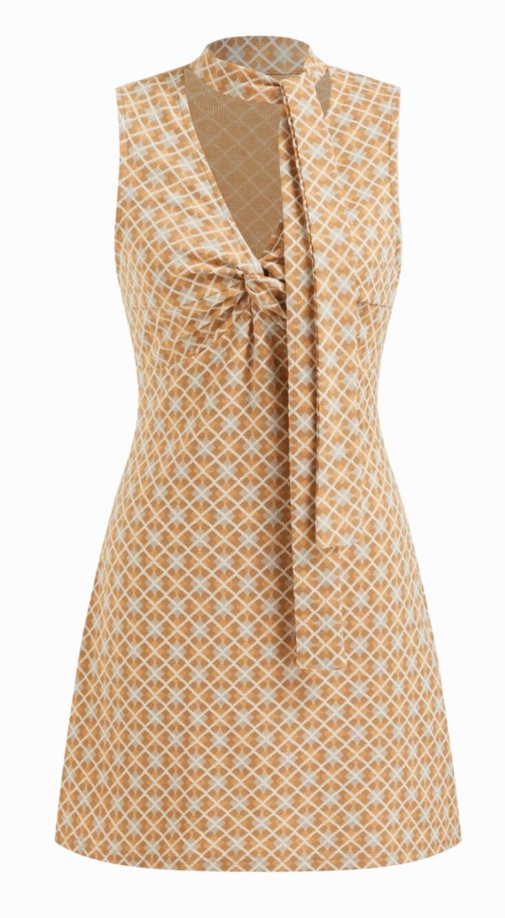 Cider Retro Inspired Plaid Halter Neck Ruched Twist Front Dress XL NWT